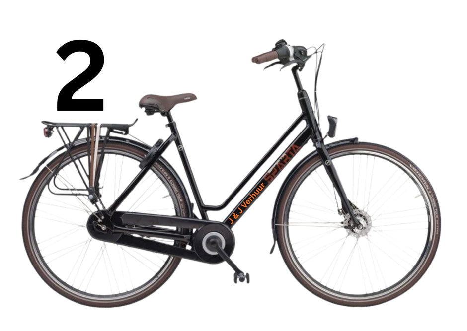 Sparta normale fiets in zwart met J&J Verhuur branding